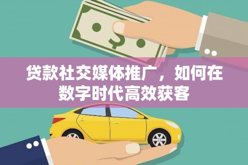新园贷款社交媒体推广，如何在数字时代高效获客