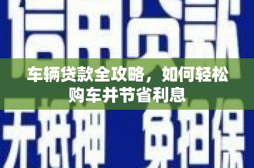 隆阳车辆贷款全攻略，如何轻松购车并节省利息