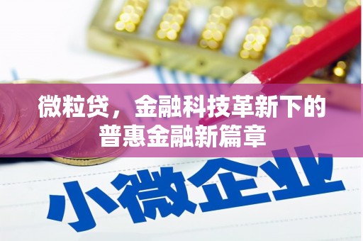 鹿草微粒贷，金融科技革新下的普惠金融新篇章
