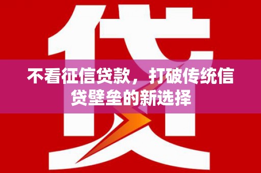 雾台不看征信贷款，打破传统信贷壁垒的新选择