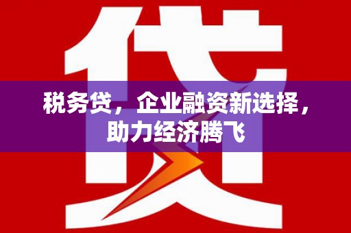 中区税务贷，企业融资新选择，助力经济腾飞