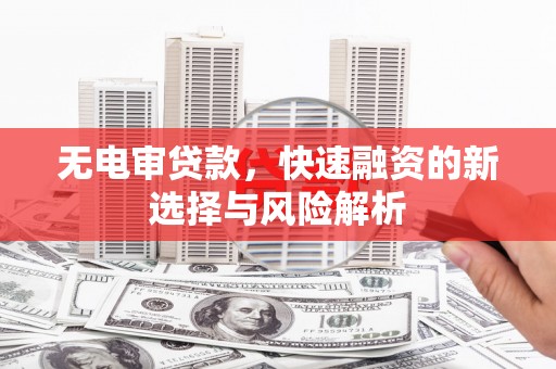 西和无电审贷款，快速融资的新选择与风险解析