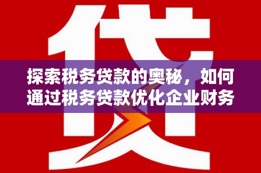 蒲城探索税务贷款的奥秘，如何通过税务贷款优化企业财务